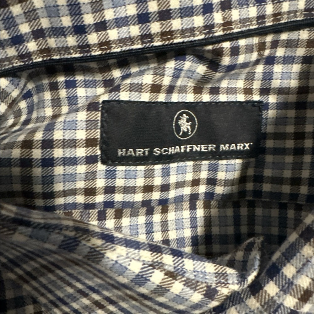 Hart Schaffner Marx Blue, Brown and White Casual Button Down Shirt - Picture 4 of 5